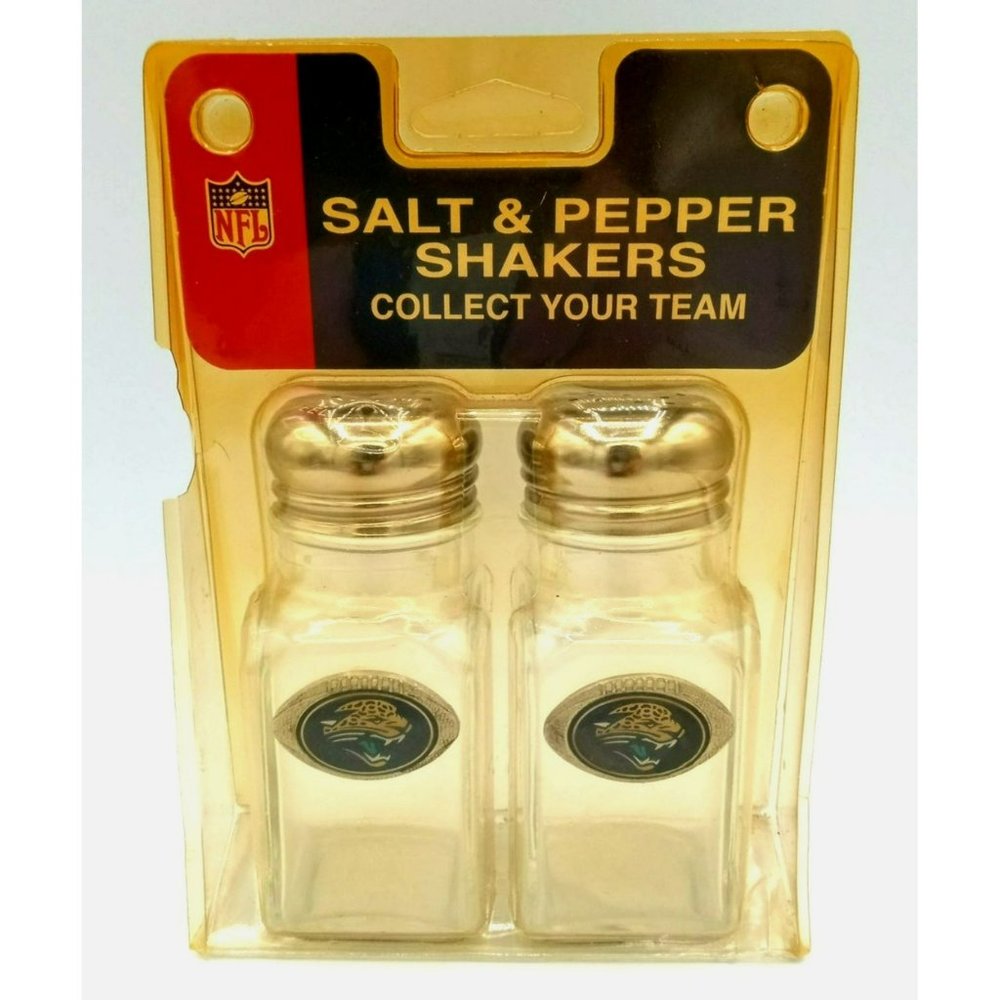 Jacksonville Jaguars Salt and Pepper Shakers 6 inch NFL 3D Metal Logo Football